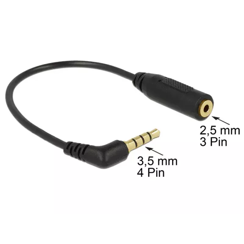 Audiokábel DeLOCK 0,175 m 3,5 mm/2,5 mm čierny