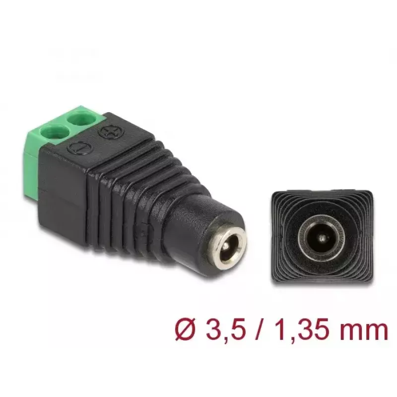 Adaptér DC 1,35 x 3,5 mm konektor samica na 2-pólovú svorkovnicu DeLOCK 66730