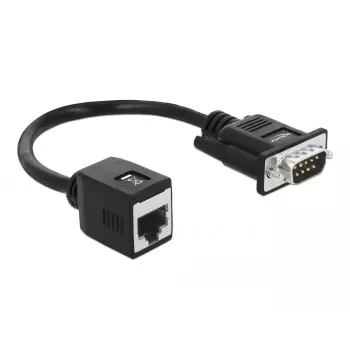 DeLOCK 63999 Sériový adaptér, DB-9 samec na RJ-45 samicu, 20 cm, čierny