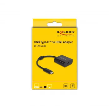 DeLOCK USB-C adaptér na HDMI 8K HDR čierny 0,15 m