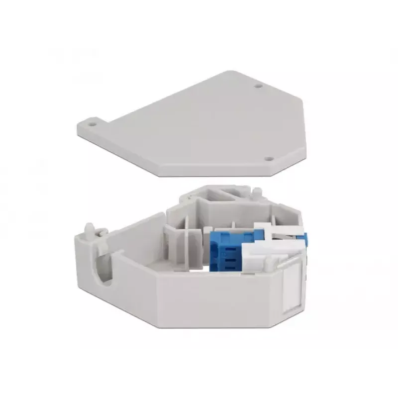 Keystone modul DELOCK 87189 — LC na LC duplex, farby modrý/sivý/biely, 60,1×59,4×21,6 mm