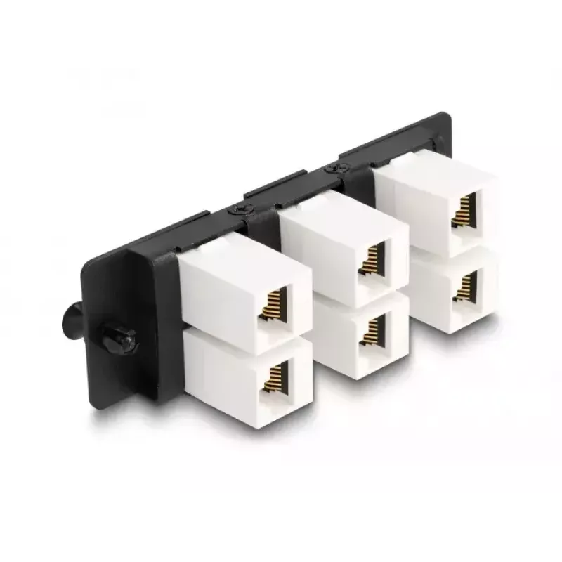 DeLOCK Keystone adaptérový panel 6-násobný čierny plochý RJ-45