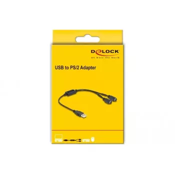 DeLOCK 61061 PS/2 kábel 0,43 m 2x 6-pin Mini-DIN USB A čierny