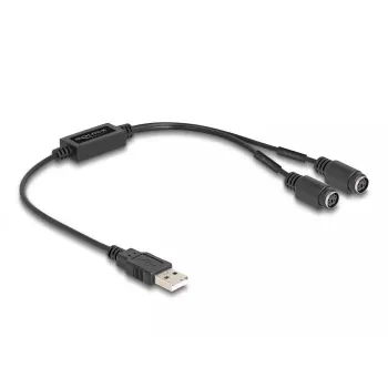 DeLOCK 61061 PS/2 kábel 0,43 m 2x 6-pin Mini-DIN USB A čierny