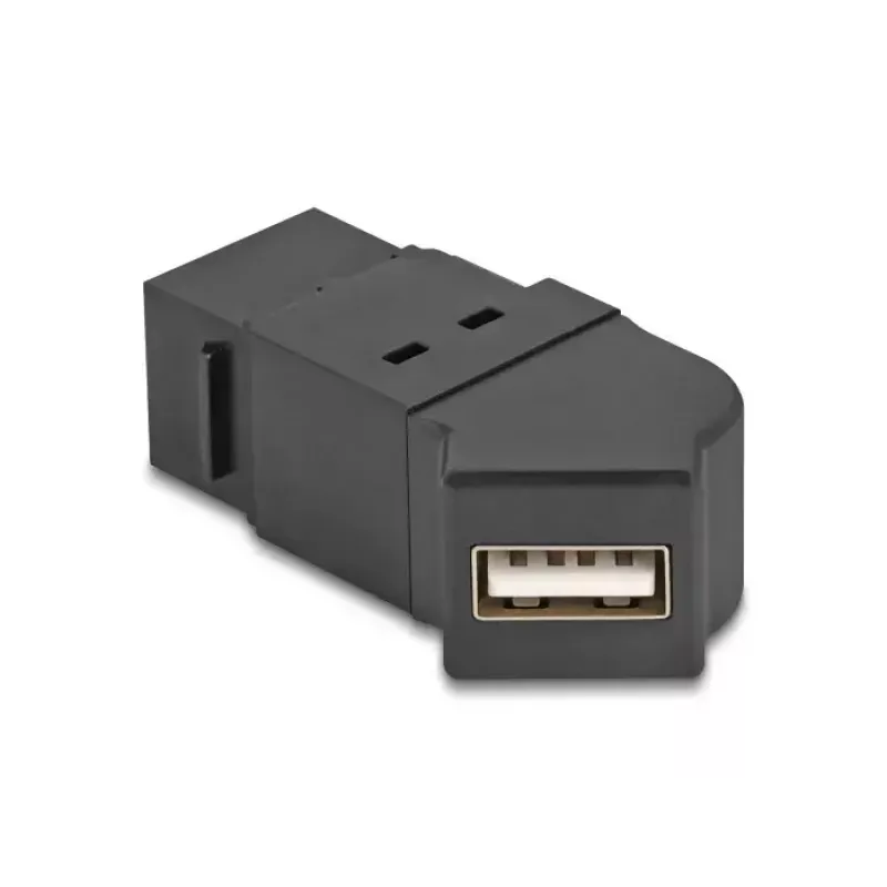 DeLOCK USB 2.0 Type-A zabudovateľný konektor samica na Type-A konektor samica 45° zahnutý čierny