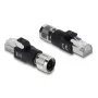 Adaptér M12 X-kódovaný 8-pin konektor samica na RJ45 konektor samec, DELOCK 90834, pozlátené kontakty, čierny