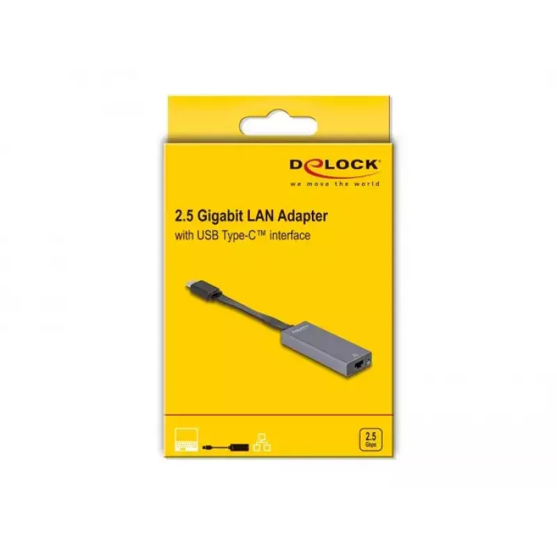 DeLOCK 66248 Káblový adaptér RJ-45 USB C sivý 0,09m