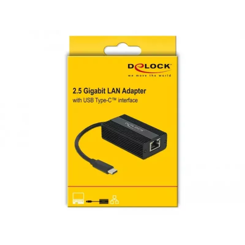 DeLOCK 65990 adaptér USB Type-C na 2,5 Gigabit LAN, čierny