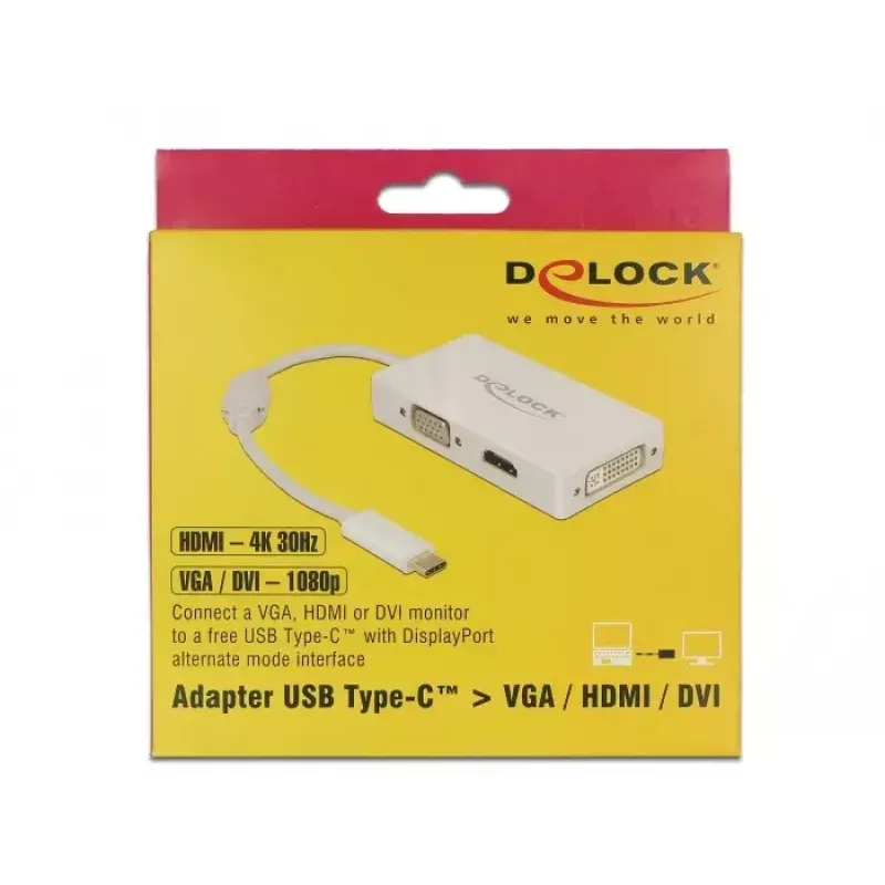 Video adaptér DeLOCK 63924 USB Type-C 3840x2160 60Hz biely