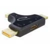 DeLOCK 64059 adaptér monitora 3v1, vstup HDMI / DisplayPort / mini DisplayPort na výstup HDMI, 4K 60 Hz, čierny
