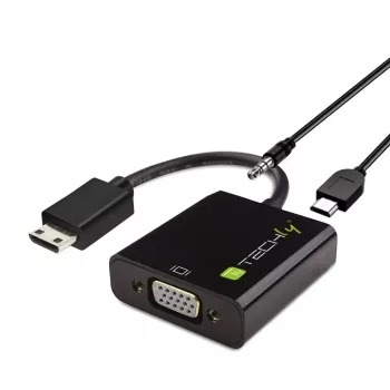 Techly konvertor HDMI Mini C na VGA IDATA HDMI-VGA4, VGA (D-Sub), HDMI Type-C (Mini), konektor samec, konektor samica, 1920 x 1080 pixelov, 1080p, 720p, 480p