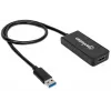 Manhattan adaptérový kábel USB-A na HDMI, 60 cm, konektor samec na konektor samica, 5 Gbit/s (USB 3.2 Gen1, známy aj ako USB 3.0), 2560x1440 @ 32-bit farba, Full-HD video 1080p@16:9, čierny, blister