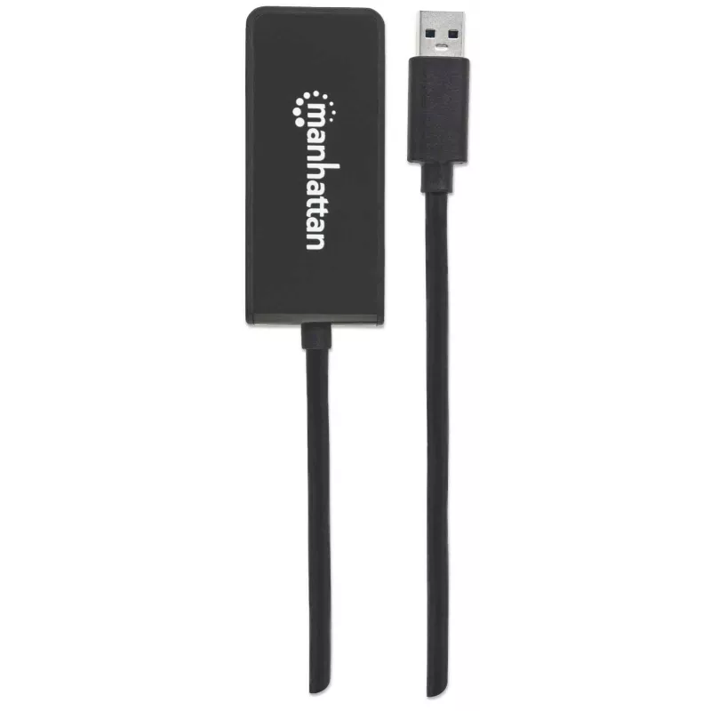 Manhattan adaptérový kábel USB-A na HDMI, 60 cm, konektor samec na konektor samica, 5 Gbit/s (USB 3.2 Gen1, známy aj ako USB 3.0), 2560x1440 @ 32-bit farba, Full-HD video 1080p@16:9, čierny, blister