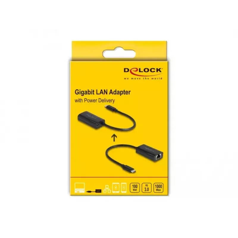 DeLOCK 61026 káblový gender changer USB-C na RJ45 čierny