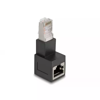 DeLOCK adaptér RJ45 konektor samec na RJ45 konektor samica Kat.6A 90° dole zahnutý