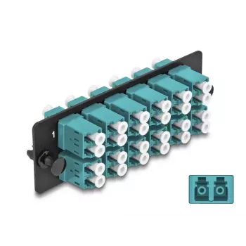 DeLOCK optický vláknový adaptérový panel LC Duplex OM4 12 port aqua