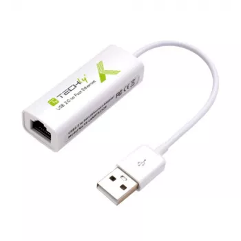 Techly konvertor USB2.0 na Fast Ethernet 10/100 Mbit/s, káblový, USB, Ethernet, 100 Mbit/s, biely