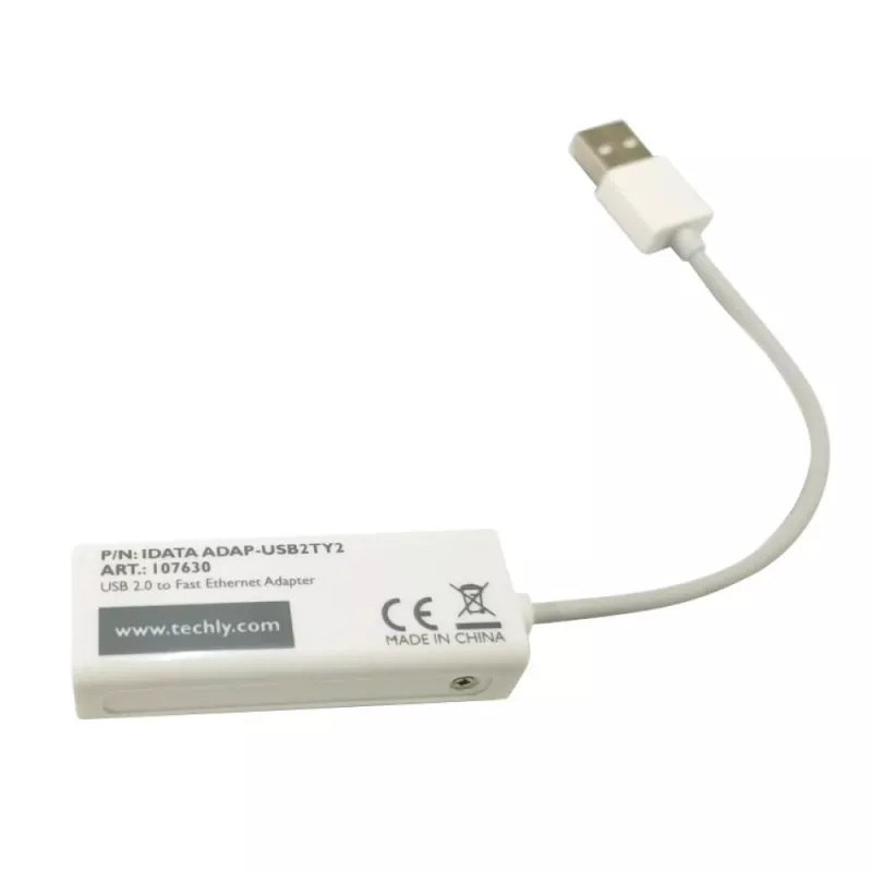 Techly konvertor USB2.0 na Fast Ethernet 10/100 Mbit/s, káblový, USB, Ethernet, 100 Mbit/s, biely
