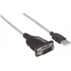 Manhattan 151801 prevodník USB-A na sériový RS232 DB9, kábel, samec/samec, 45 cm