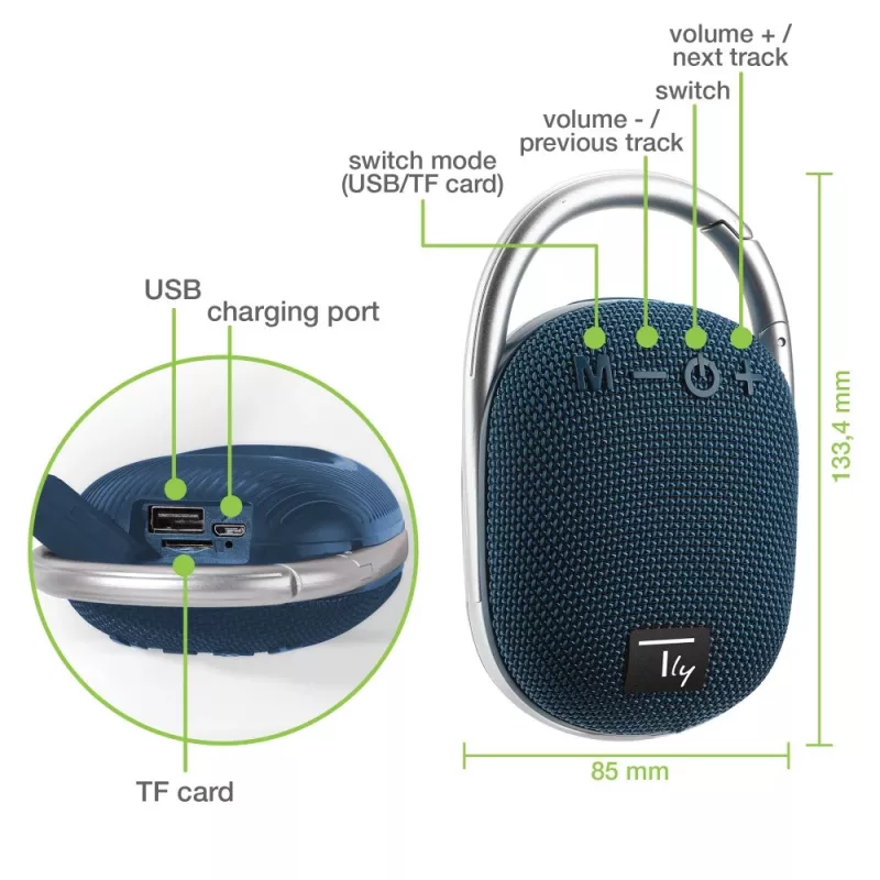 Techly ICASBL321BL prenosný/party reproduktor mono prenosný reproduktor modrý 5 W