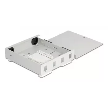 DELOCK Sklenené nástenné puzdro 4× SC Simplex alebo LC Duplex adaptér, kovové puzdro, sivá