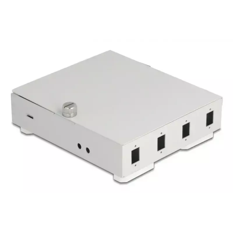 DELOCK Sklenené nástenné puzdro 4× SC Simplex alebo LC Duplex adaptér, kovové puzdro, sivá