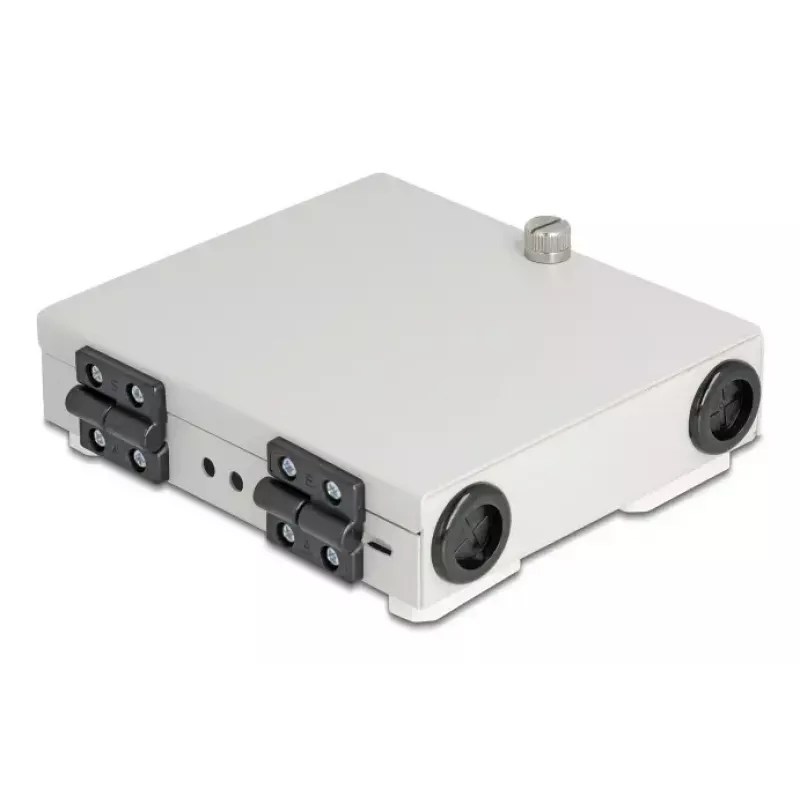 DELOCK Sklenené nástenné puzdro 4× SC Simplex alebo LC Duplex adaptér, kovové puzdro, sivá