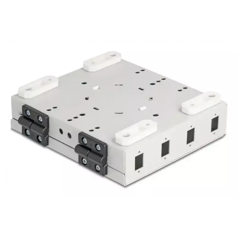 DELOCK Sklenené nástenné puzdro 4× SC Simplex alebo LC Duplex adaptér, kovové puzdro, sivá