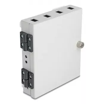 DELOCK Sklenené nástenné puzdro 4× SC Simplex alebo LC Duplex adaptér, kovové puzdro, sivá