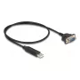 DELOCK USB RS-232 adaptér USB 2.0 na D-Sub 9 konektor samec s maticami, USB Type-A na RS-232, 0,5 m, čierny