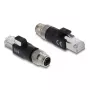 Adaptér DELOCK M12 X-kódovaný 8-pinový konektor samec na RJ45 konektor samec, pozlátené kontakty, čierny