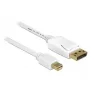 Mini DisplayPort na DisplayPort kábel DeLOCK 83985 0,5 m biely