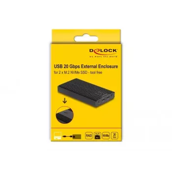 SSD puzdro DeLOCK 42022 Externé puzdro USB 20 Gbps pre 2 x M.2 NVMe PCIe SSD