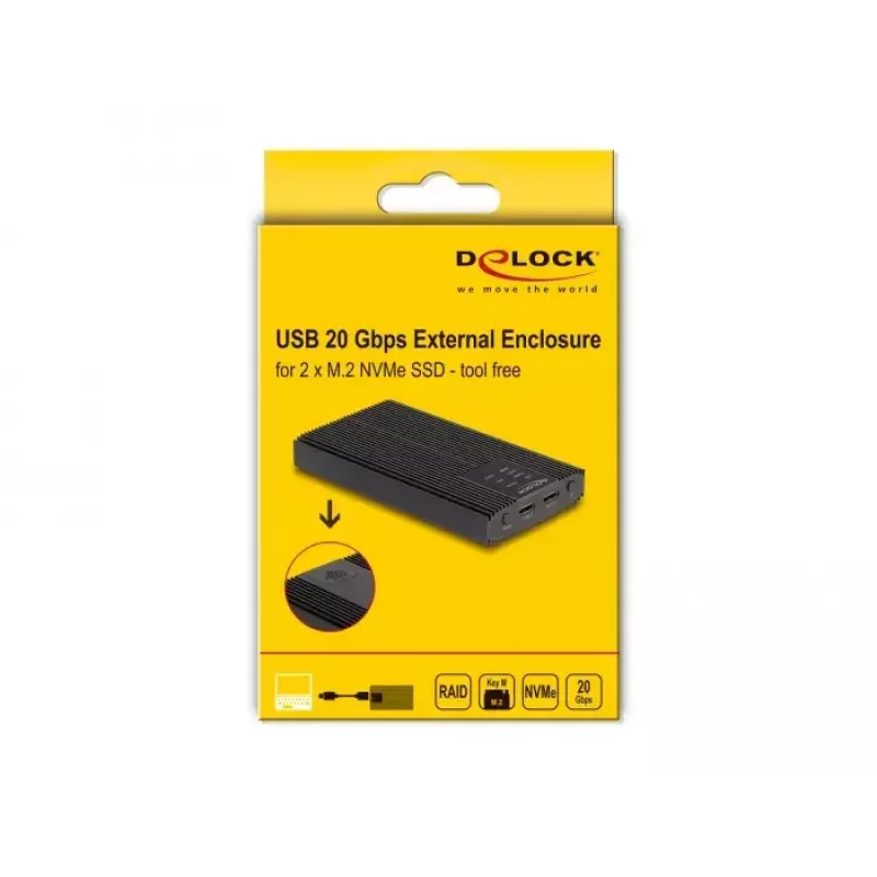 SSD puzdro DeLOCK 42022 Externé puzdro USB 20 Gbps pre 2 x M.2 NVMe PCIe SSD