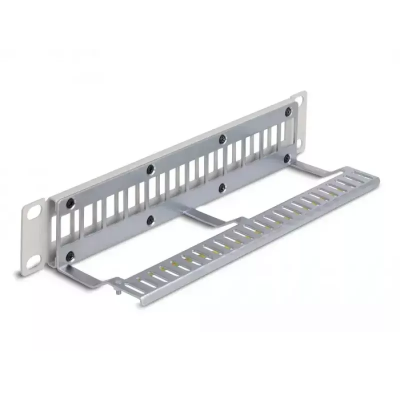 DeLOCK 10 palcový Keystone patch panel 12 port s odľahčením ťahu 1U sivý