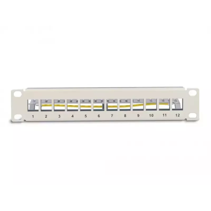 DeLOCK 10 palcový Keystone patch panel 12 port s odľahčením ťahu 1U sivý