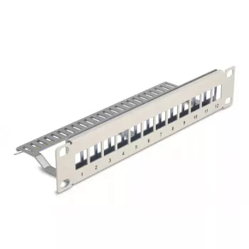 DeLOCK 10 palcový Keystone patch panel 12 port s odľahčením ťahu 1U sivý