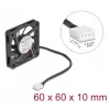 DELOCK počítačový ventilátor 6 cm (60x60x10 mm), 12 V, guľôčkové ložisko, čierny, model 67294