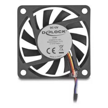 DELOCK počítačový ventilátor 6 cm (60x60x10 mm), 12 V, guľôčkové ložisko, čierny, model 67294