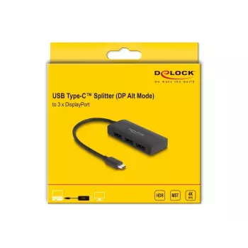 DeLOCK USB Type-C rozbočovač DP Alt Mode na 3 x DisplayPort MST 4K 60 Hz