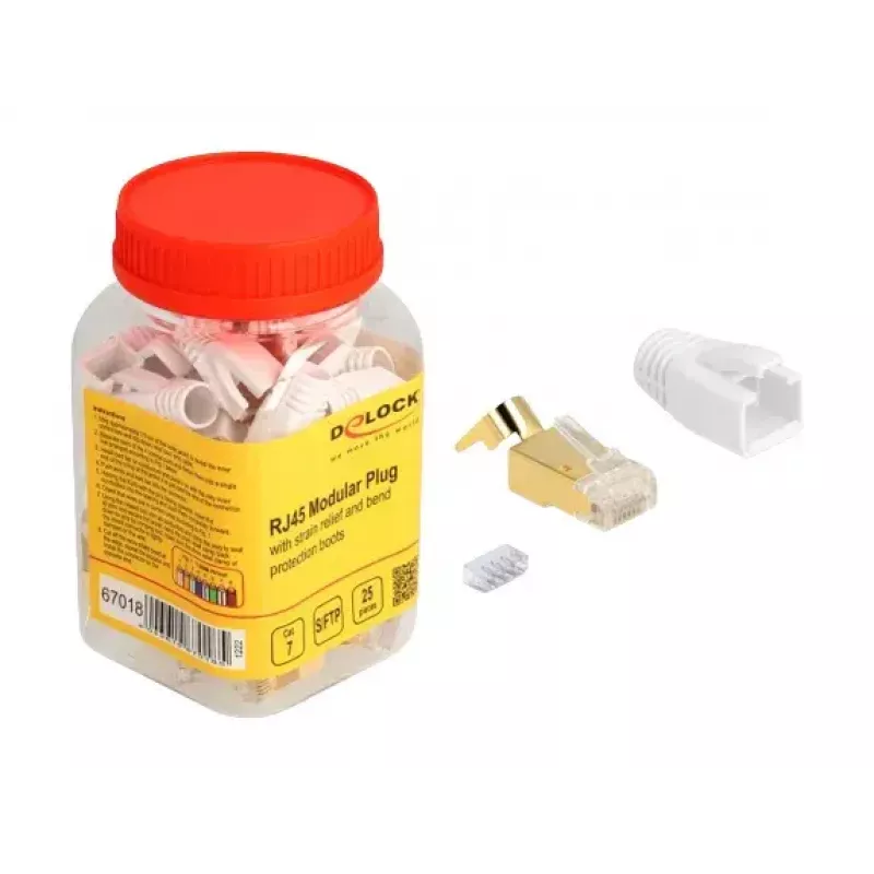DeLOCK sieťový kábel RJ45 modulárny konektor sada 25 ks Kat.7 zlatá biela