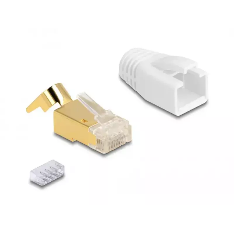 DeLOCK sieťový kábel RJ45 modulárny konektor sada 25 ks Kat.7 zlatá biela