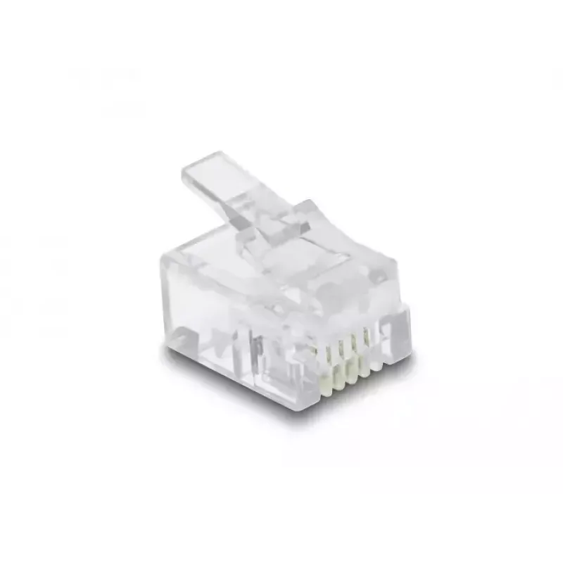 DeLOCK RJ11 modulárny konektor 100 ks transparentný polykarbonát