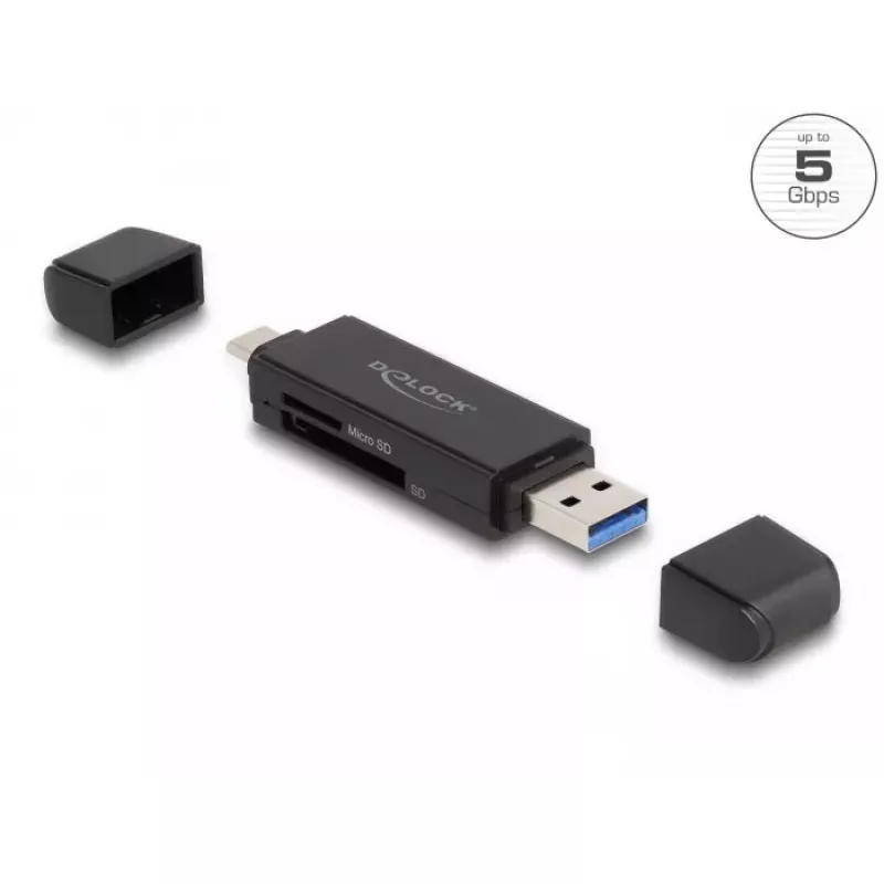 Čítačka kariet DeLOCK 91004 USB 3.2 Gen 1 Type-A Type-C čierna