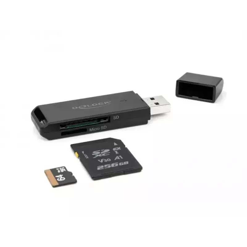 Čítačka kariet DeLOCK 91002 USB čierna MicroSD SD SDHC SDXC 5000 Mbit/s