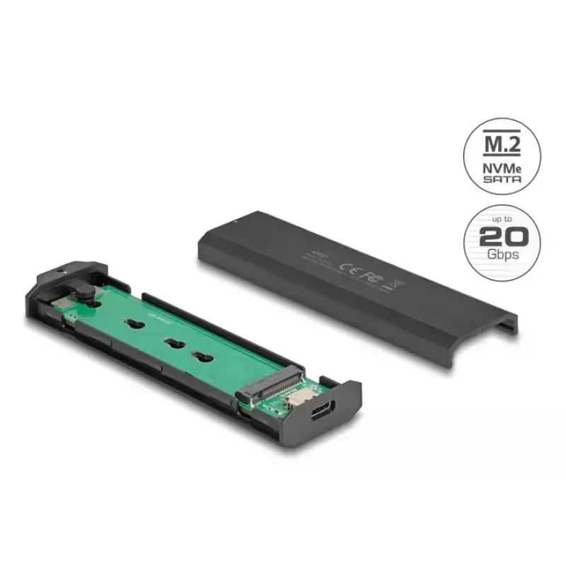 Puzdro na SSD DeLOCK 42031 čierne M.2 PCIe SATA 20 Gbit/s