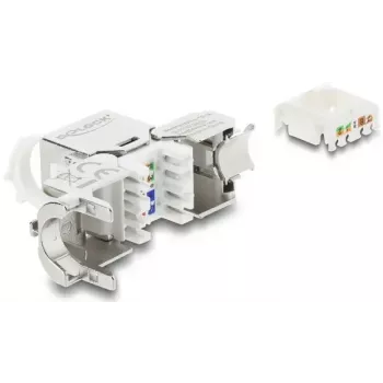 Keystone modul DELOCK RJ45 konektor samica na LSA Cat.8.1 tienený s poistnou sponou a krytkou proti prachu