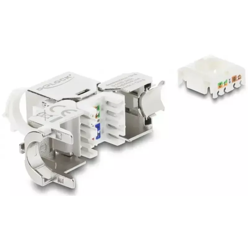Keystone modul DELOCK RJ45 konektor samica na LSA Cat.8.1 tienený s poistnou sponou a krytkou proti prachu