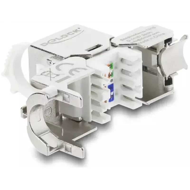 Keystone modul DELOCK RJ45 konektor samica na LSA Cat.8.1 tienený s poistnou sponou a krytkou proti prachu