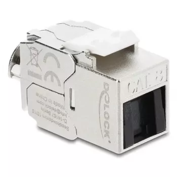 Keystone modul DELOCK RJ45 konektor samica na LSA Cat.8.1 tienený s poistnou sponou a krytkou proti prachu